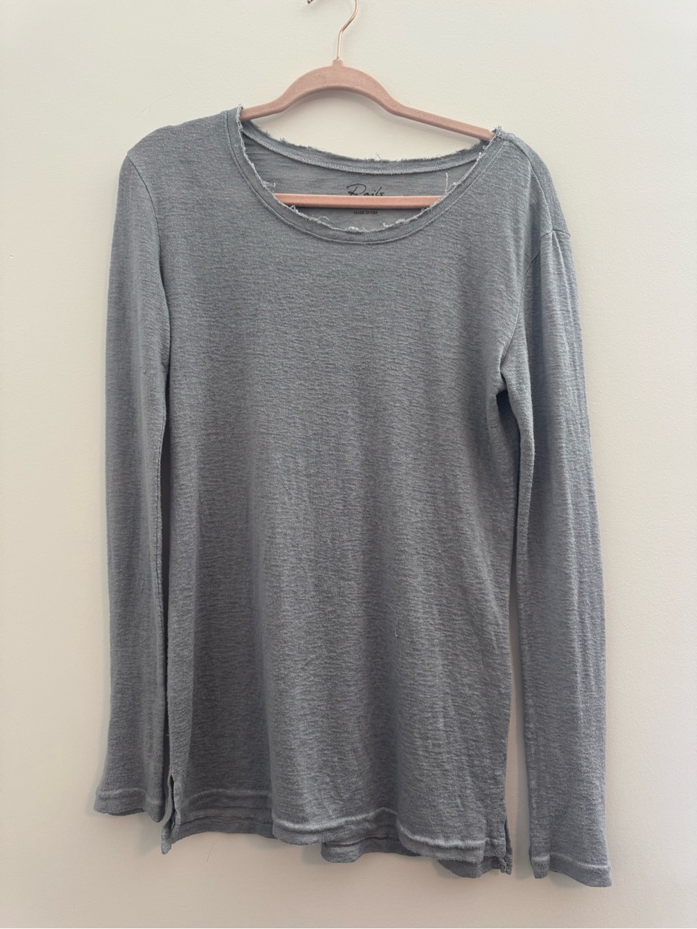 Rails Gray Raw Hem Lightweight Long Sleeve